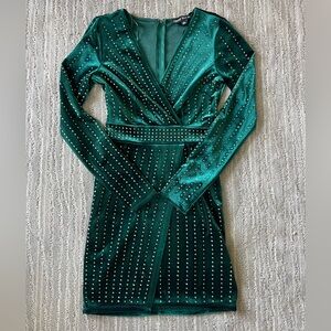 Green Long Sleeve Christmas Party Dress